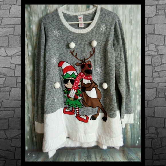 Sweaters - Light up xmas sweater elf and reindeer